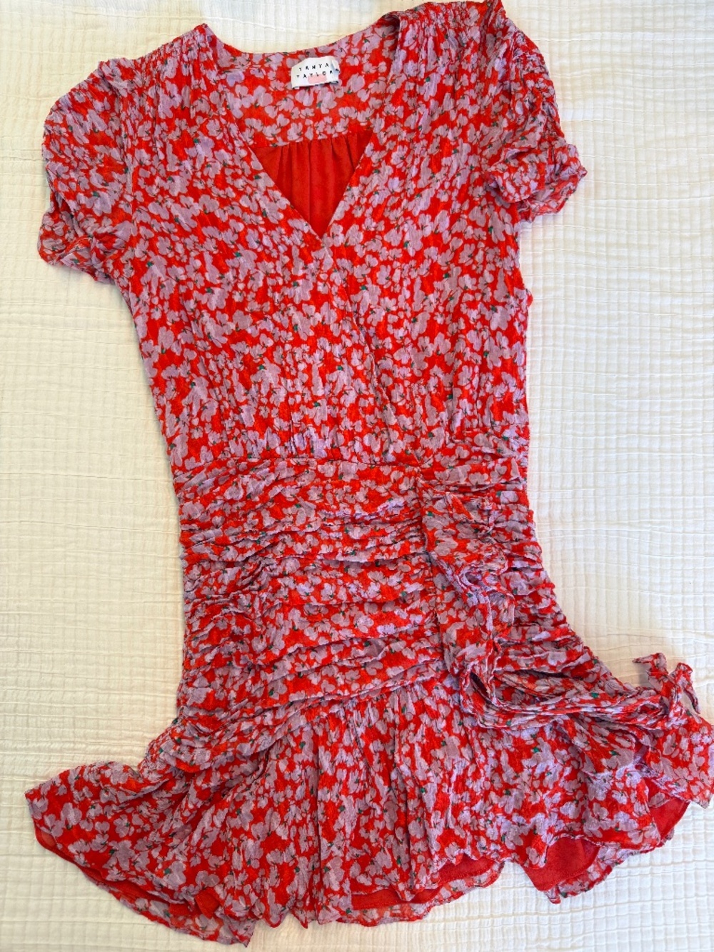 Tanya Taylor Floral Ruched Dress